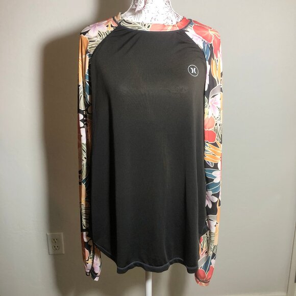 Hurley XXL Rash Guard Floral Sleeve Surf Shirt - Picture 1 of 6